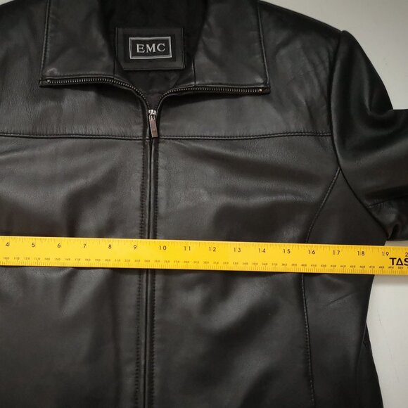 EMC Ladies Lightly Lined Black Full Zip Leather Jacket - Picture 10 of 10
